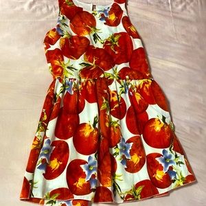 Parisian Works White Dress with Red Orange Fruit Print